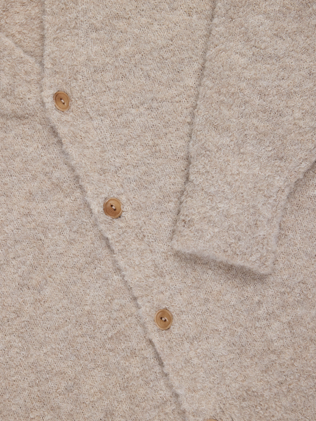 V-Neck Cardigan Khaki Boucle Alpaca
