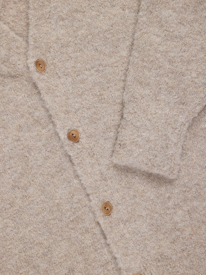 V-Neck Cardigan Khaki Boucle Alpaca