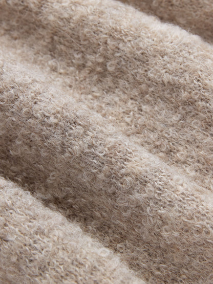 V-Neck Cardigan Khaki Boucle Alpaca