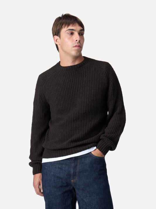 Cotton Crewneck Sweater Bark Boucle