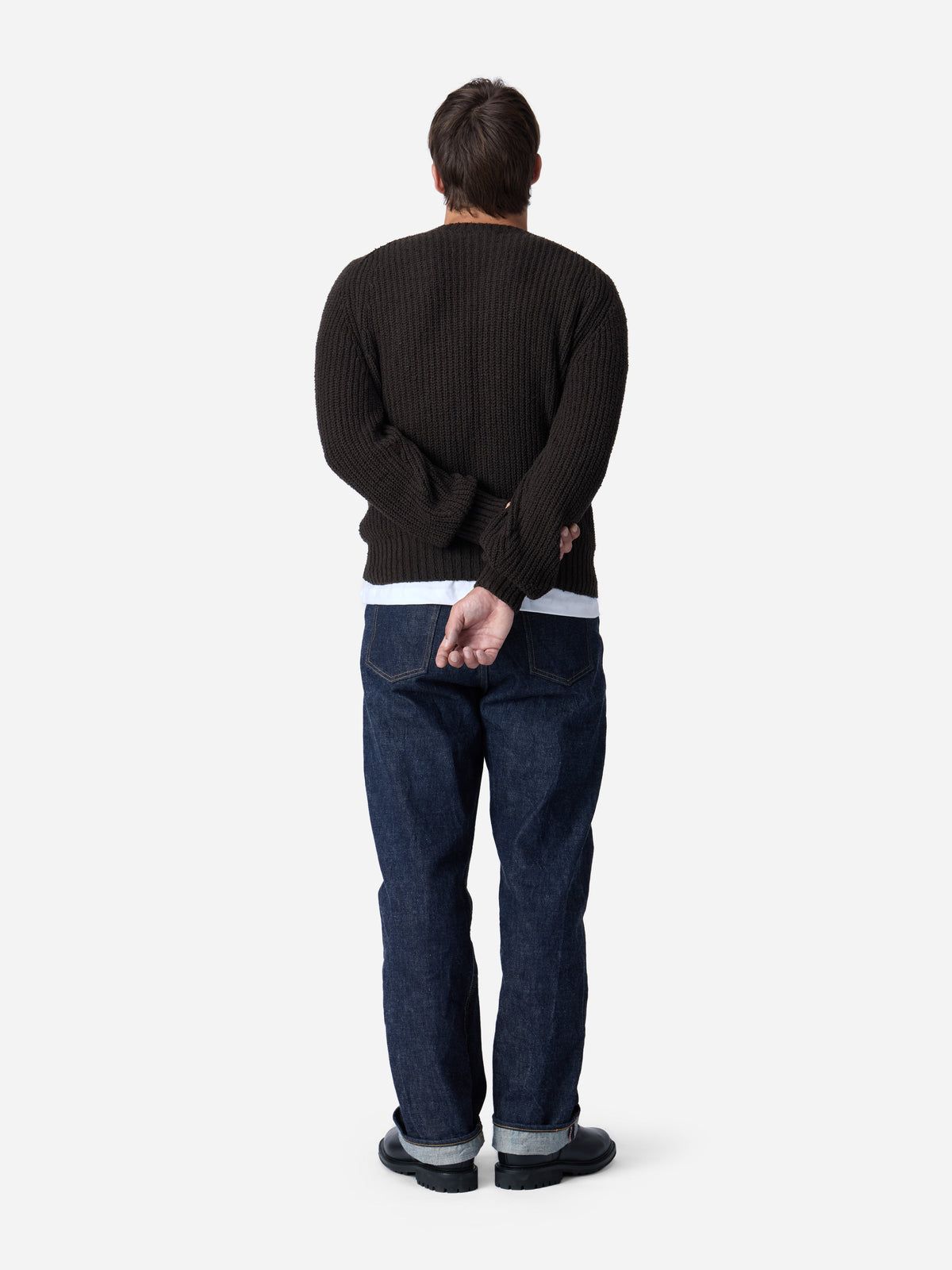 Cotton Crewneck Sweater Bark Boucle