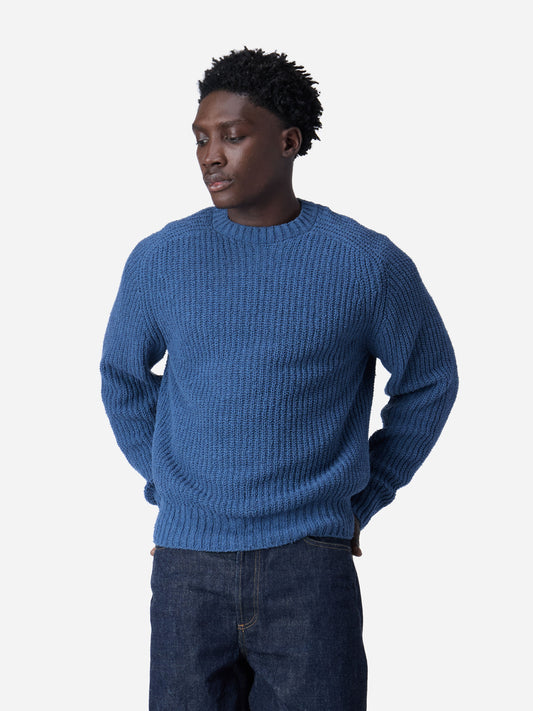 Cotton Crewneck Sweater Lapis Boucle