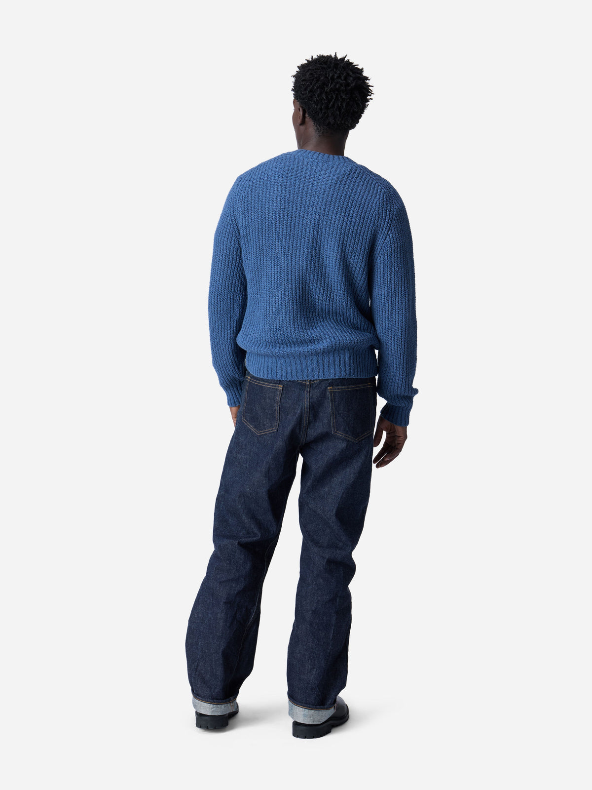 Cotton Crewneck Sweater Lapis Boucle