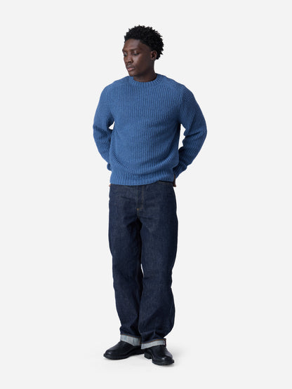 Cotton Crewneck Sweater Lapis Boucle