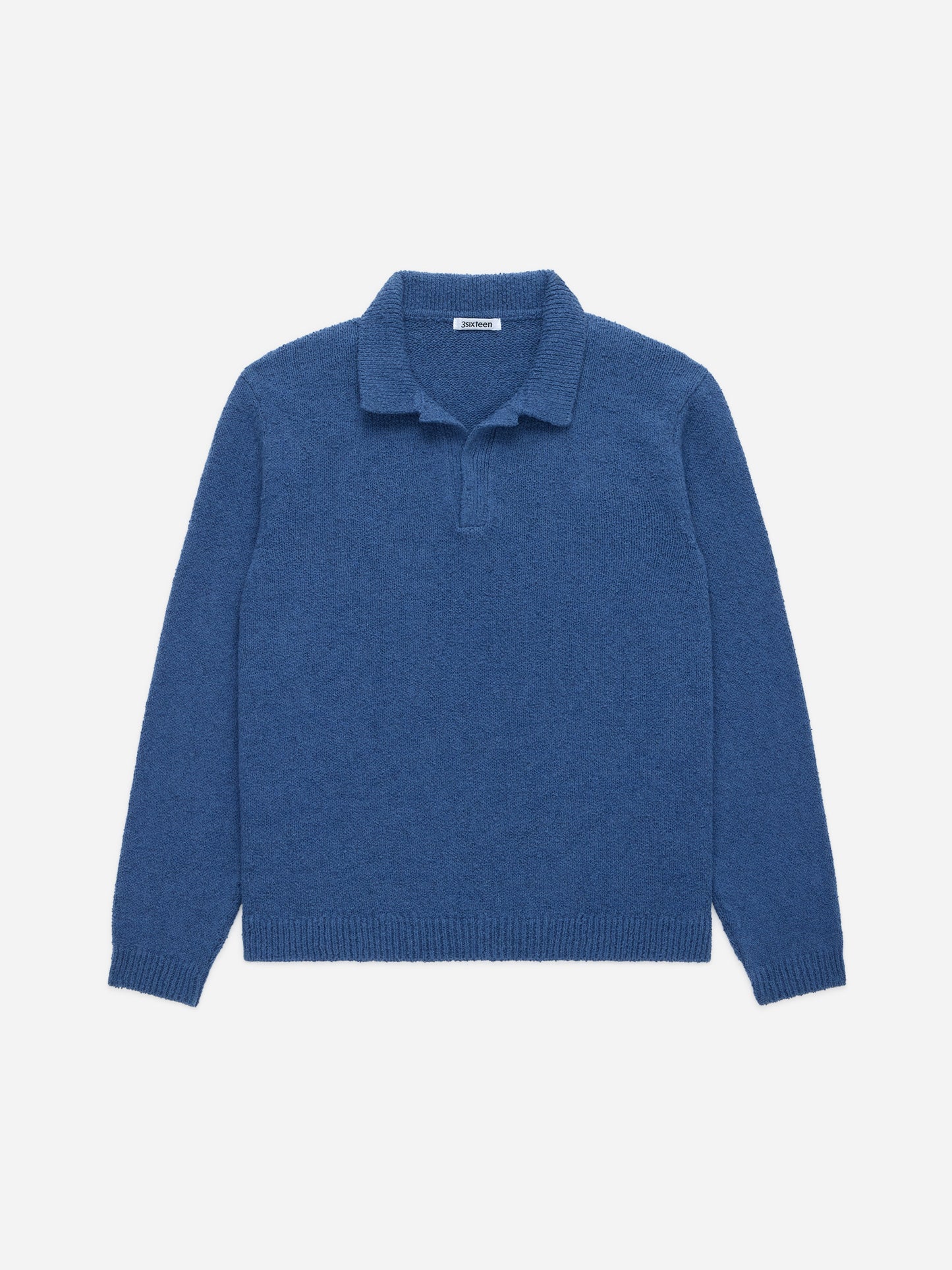 Long Sleeve Knit Polo Lapis Boucle