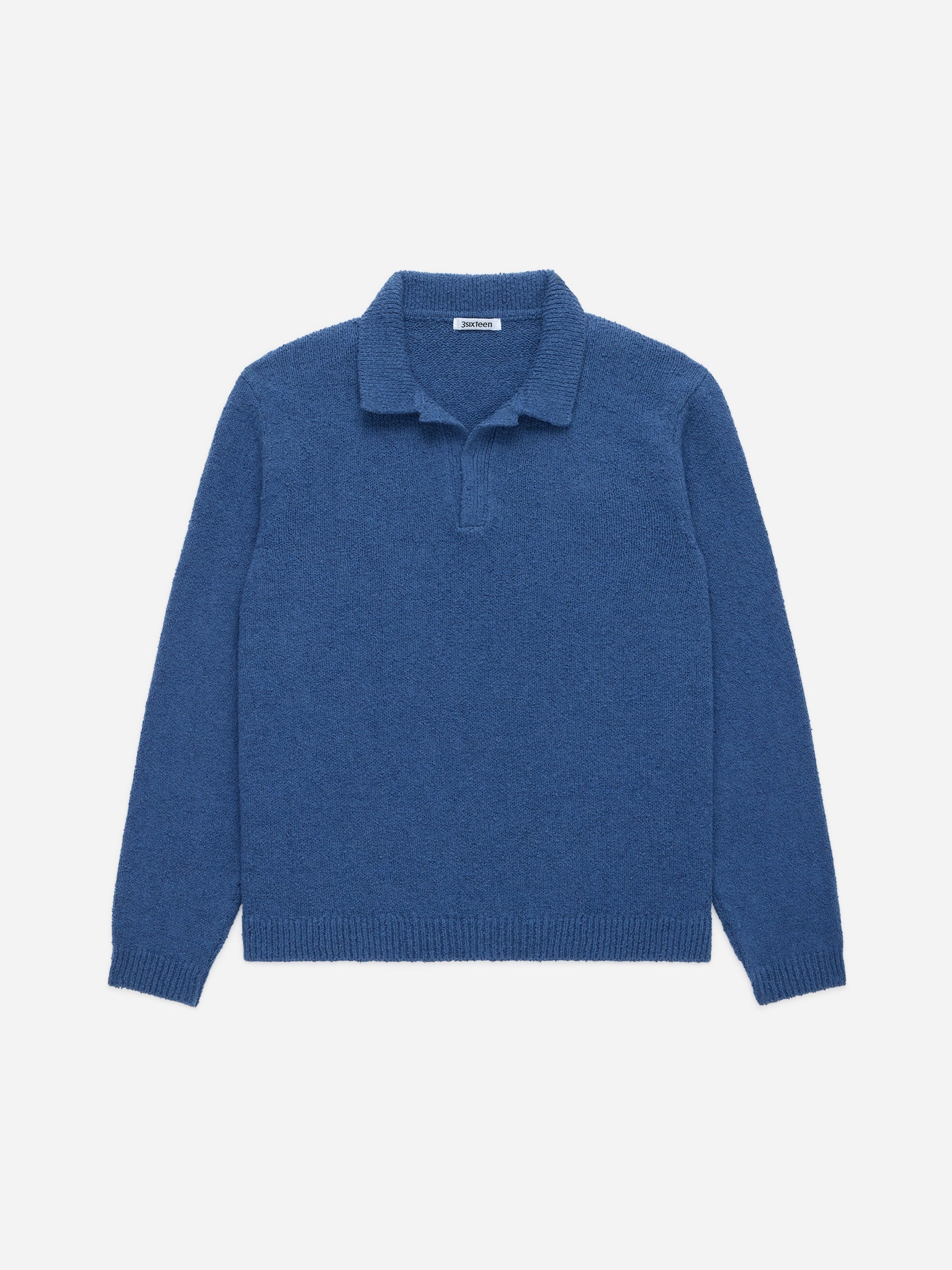 Long Sleeve Knit Polo Lapis Boucle