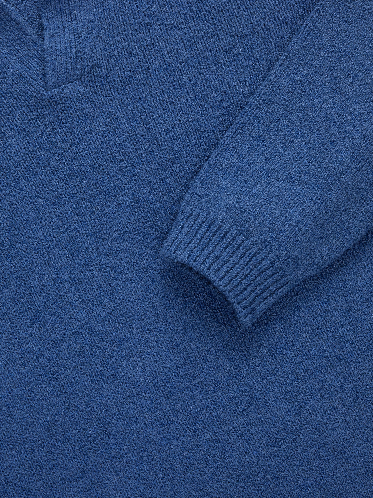 Long Sleeve Knit Polo Lapis Boucle