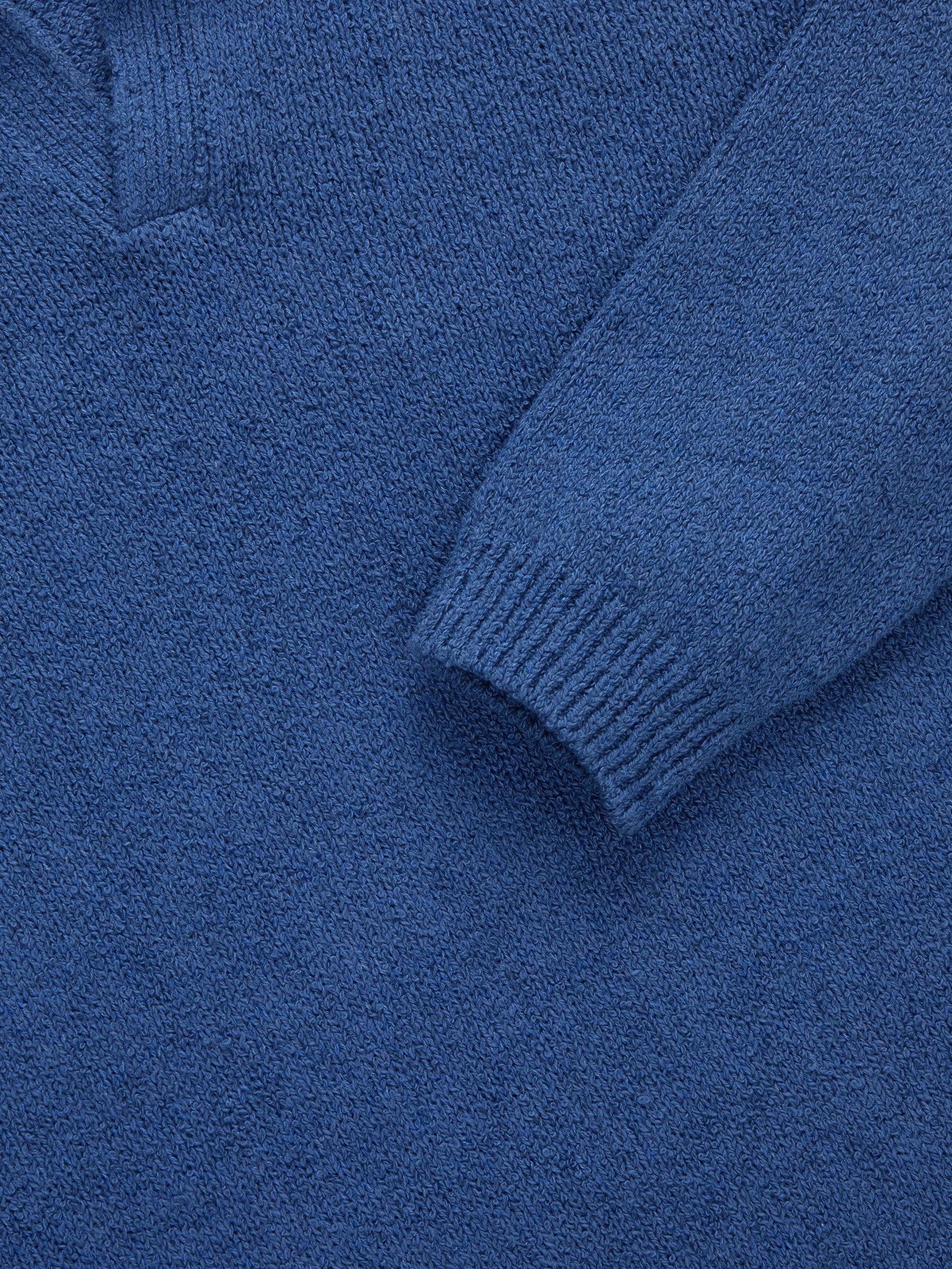 Long Sleeve Knit Polo Lapis Boucle
