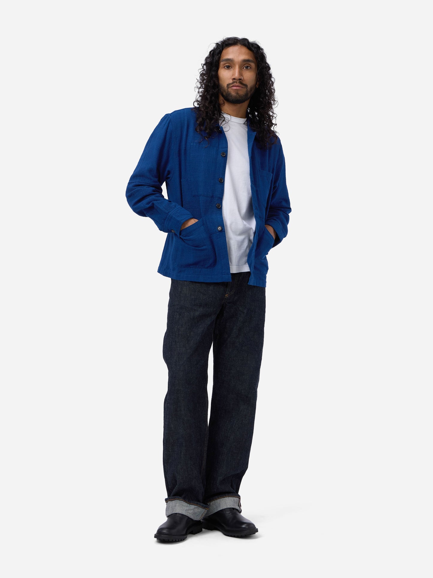 Shop Jacket Indigo Patchwork Khadi