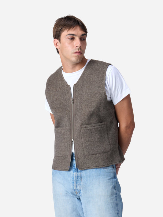 Zip Vest Tobacco Wool/Cashmere