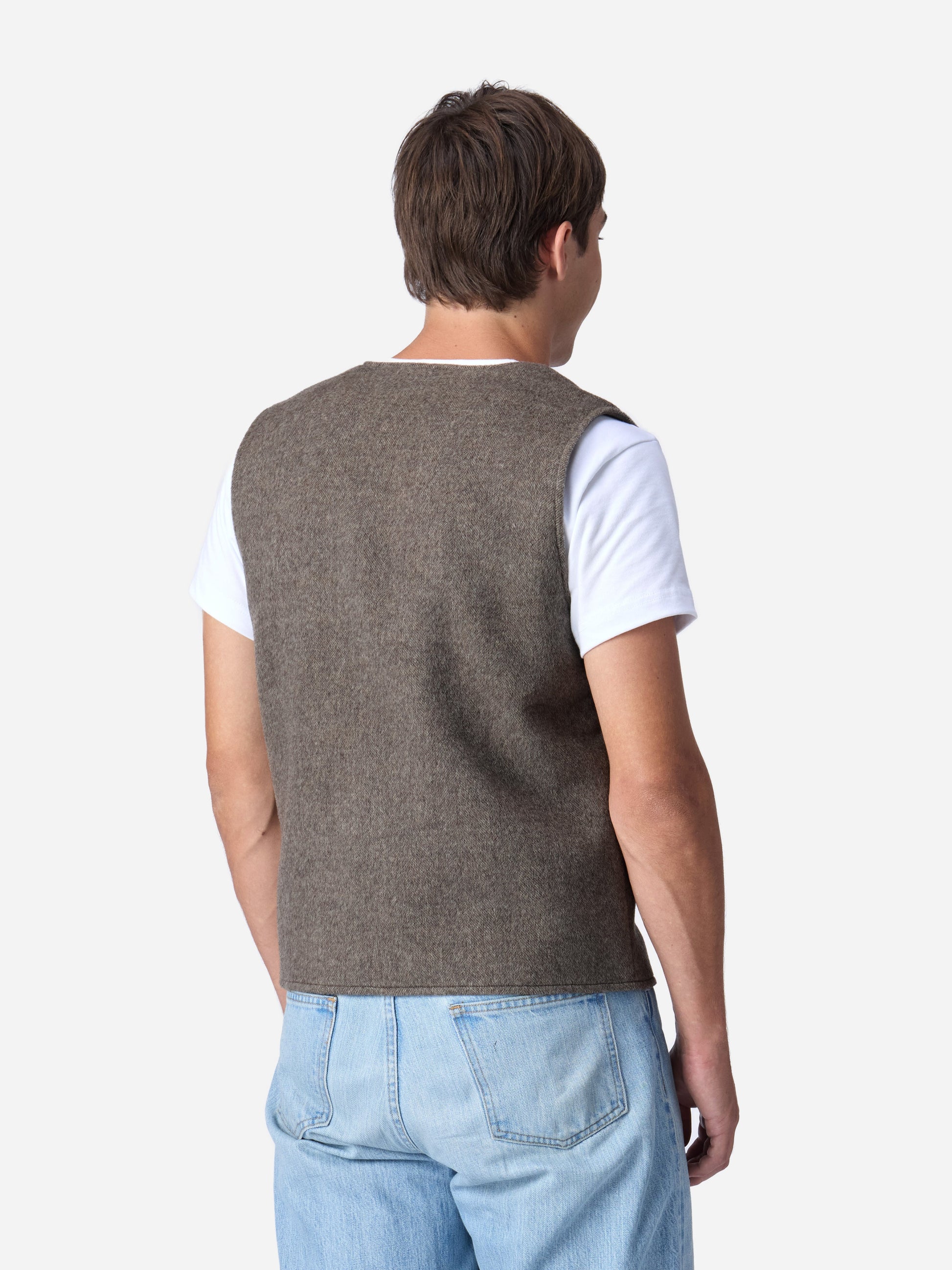 Zip Vest Tobacco Wool/Cashmere