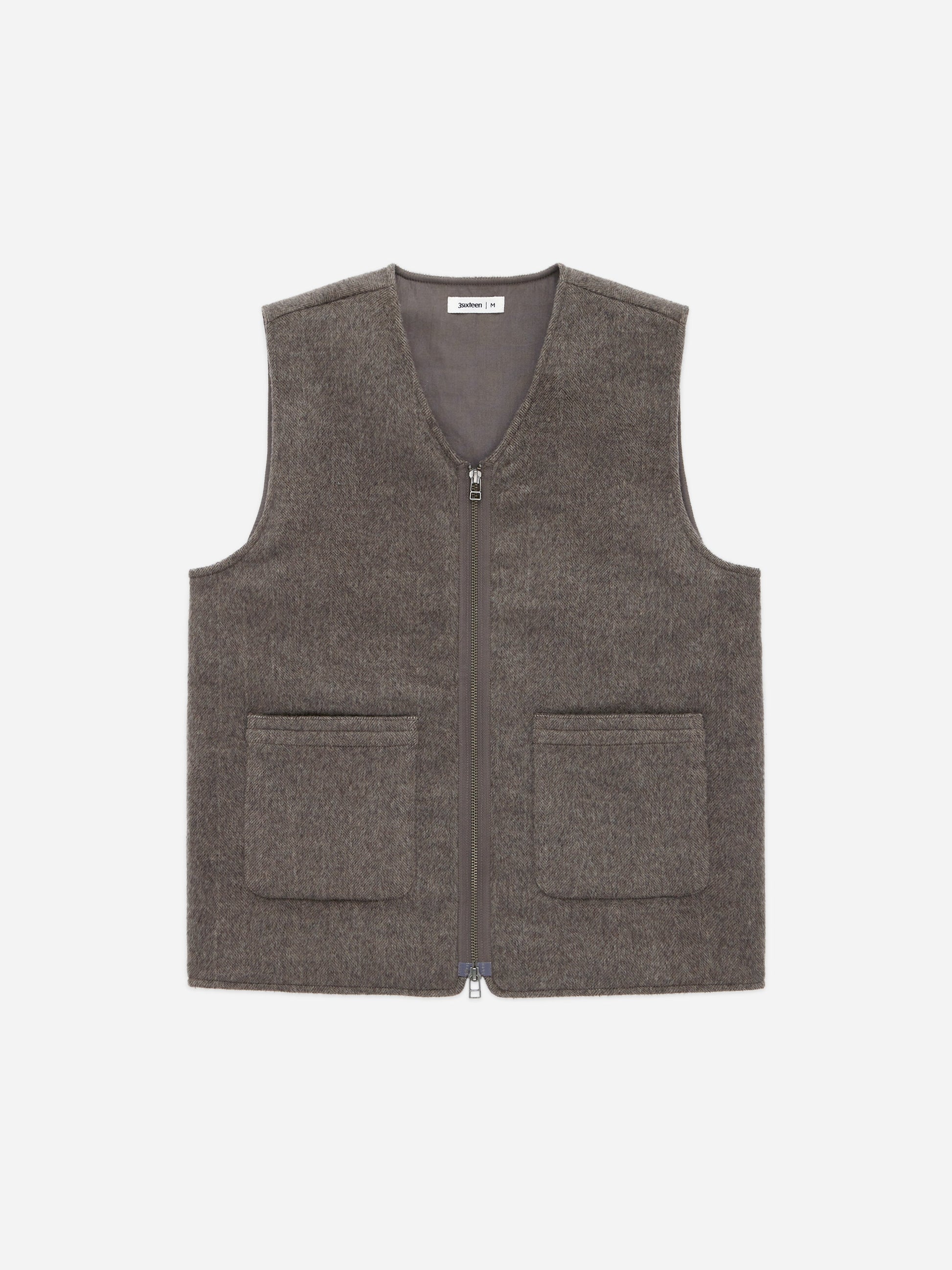 Zip Vest Tobacco Wool/Cashmere