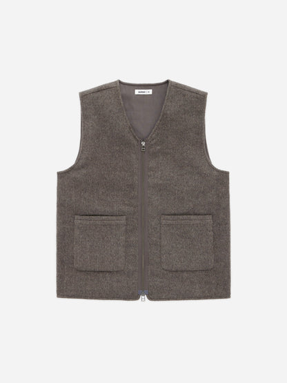 Zip Vest Tobacco Wool/Cashmere