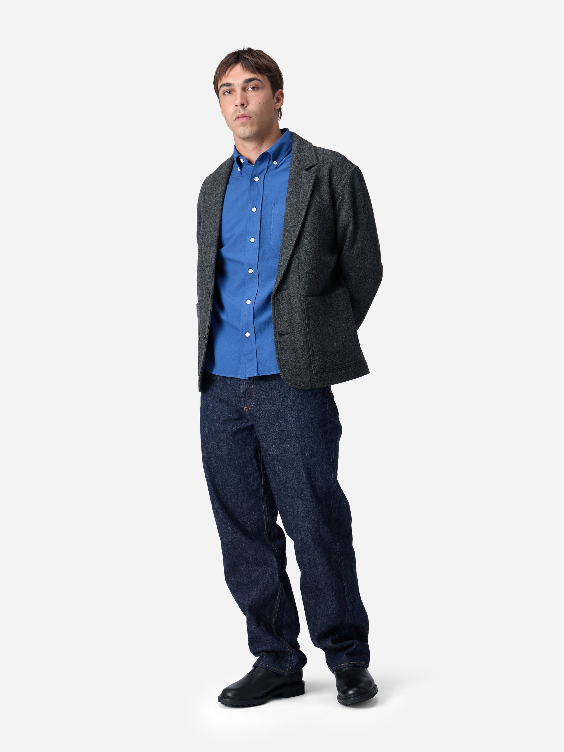 Work Blazer Grey Melton Wool
