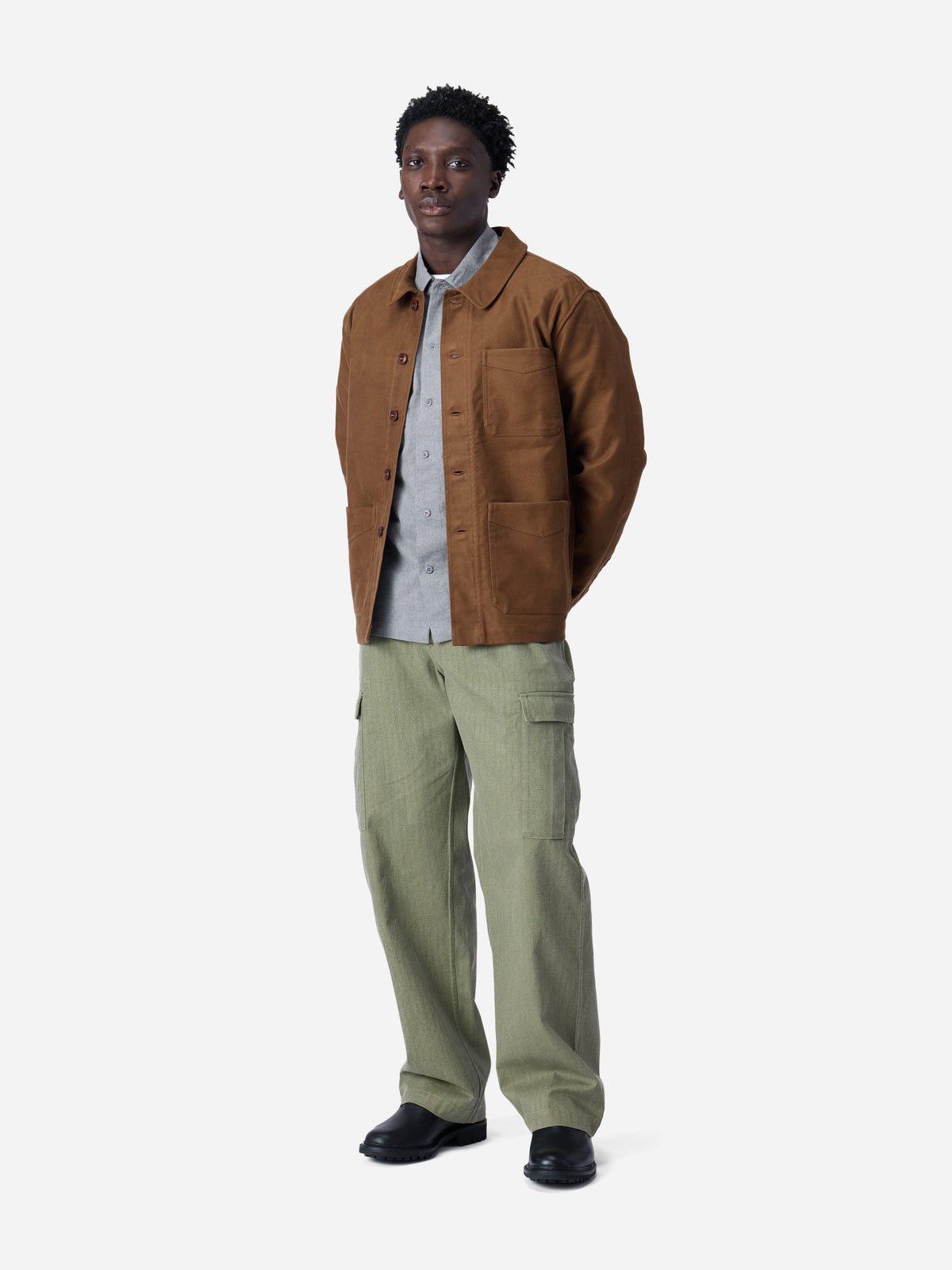 French Work Jacket Brown Moleskin
