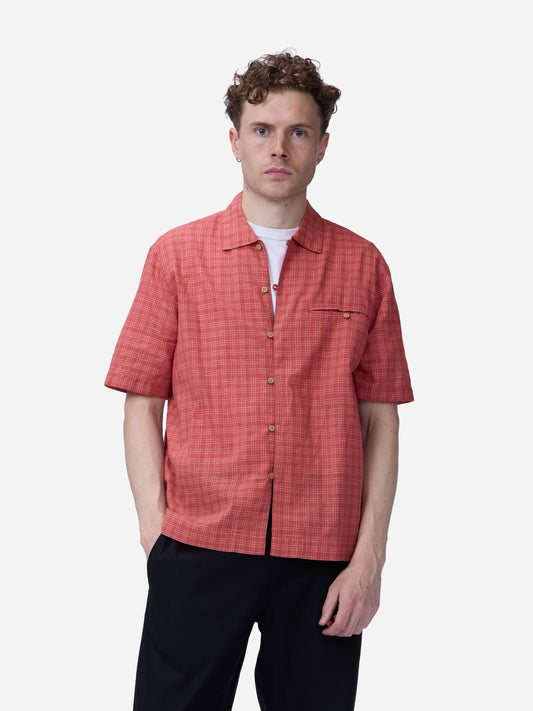 Short Sleeve Loop Shirt Red Microcheck