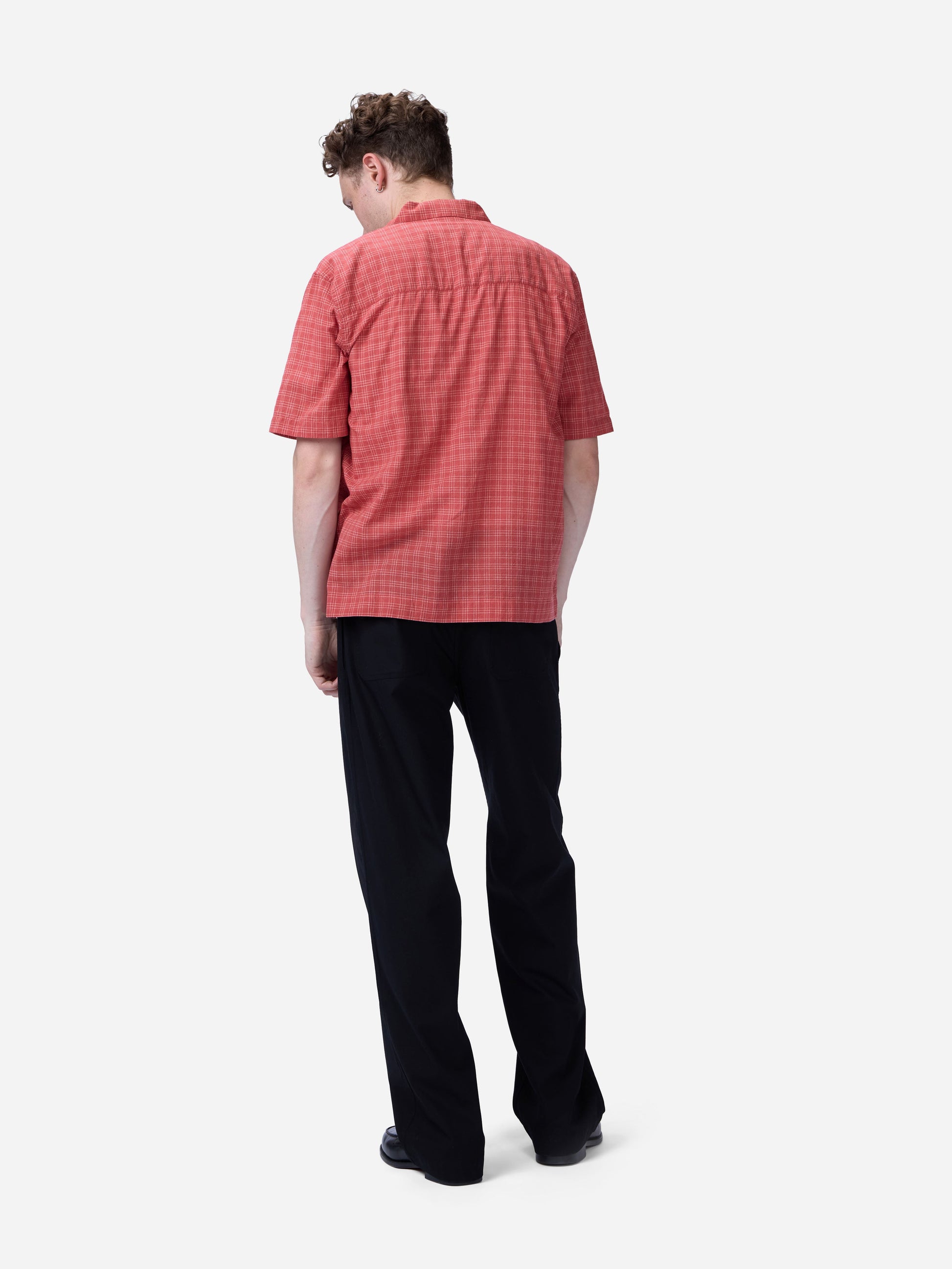 Short Sleeve Loop Shirt Red Microcheck
