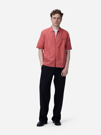 Short Sleeve Loop Shirt Red Microcheck
