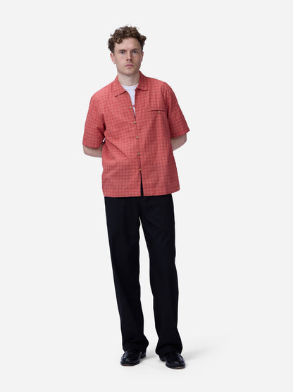 Short Sleeve Loop Shirt Red Microcheck