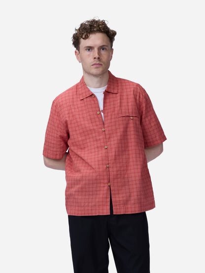 Short Sleeve Loop Shirt Red Microcheck