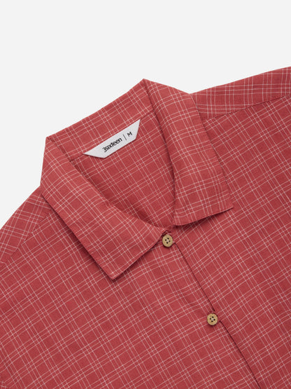 Short Sleeve Loop Shirt Red Microcheck