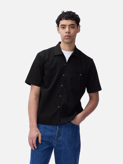 Short Sleeve Loop Shirt Black Seersucker
