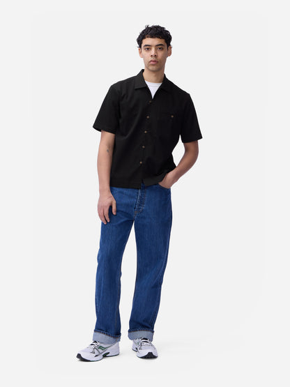 Short Sleeve Loop Shirt Black Seersucker