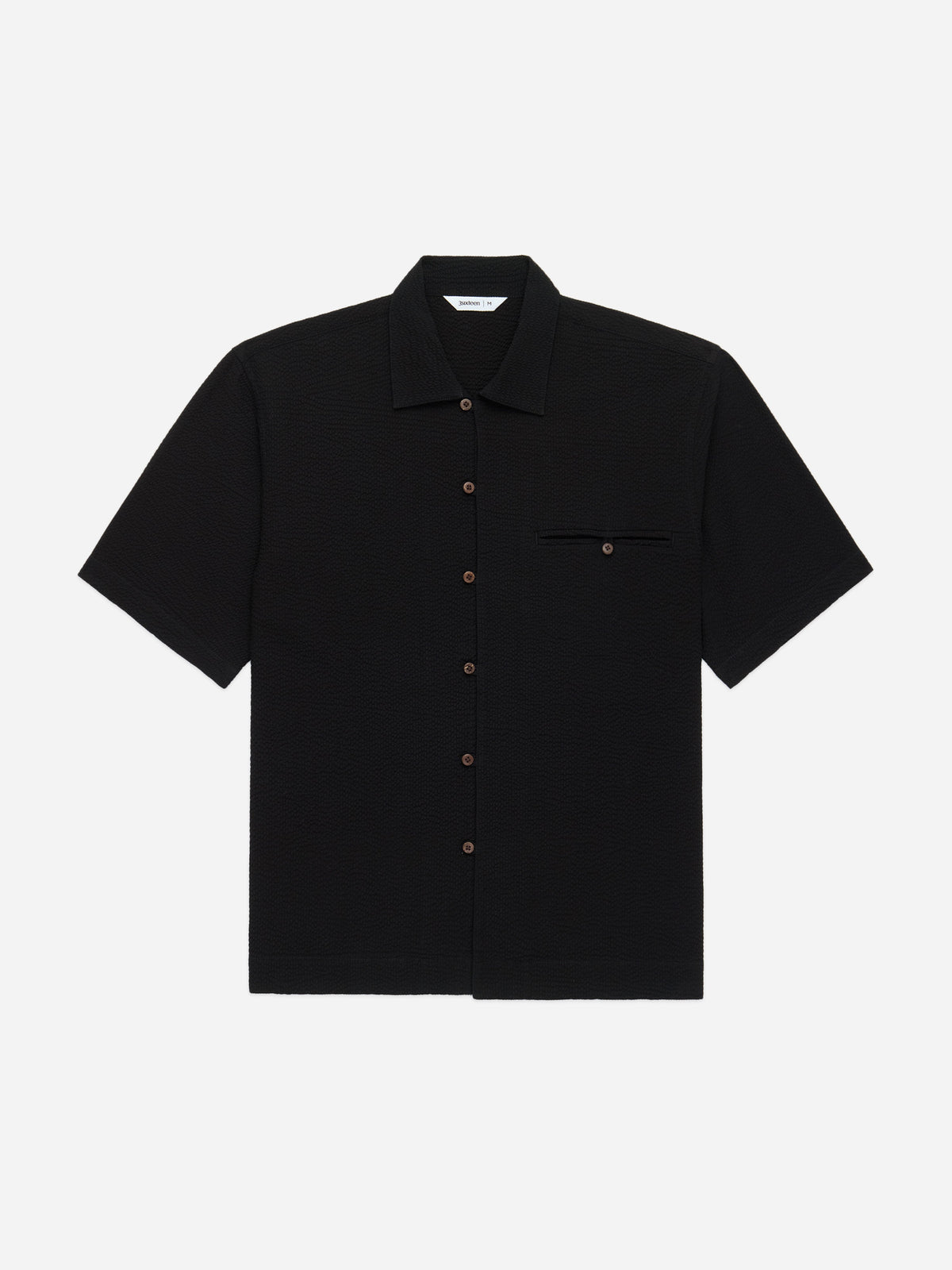 Short Sleeve Loop Shirt Black Seersucker