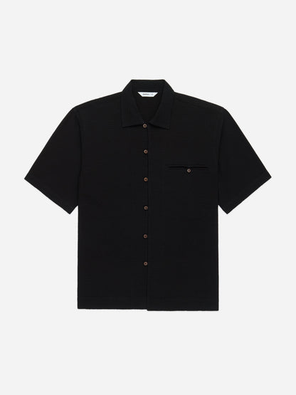Short Sleeve Loop Shirt Black Seersucker