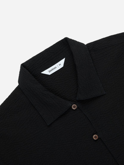 Short Sleeve Loop Shirt Black Seersucker