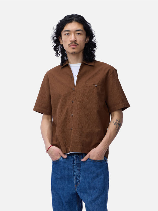 Short Sleeve Loop Shirt Cinnamon Seersucker