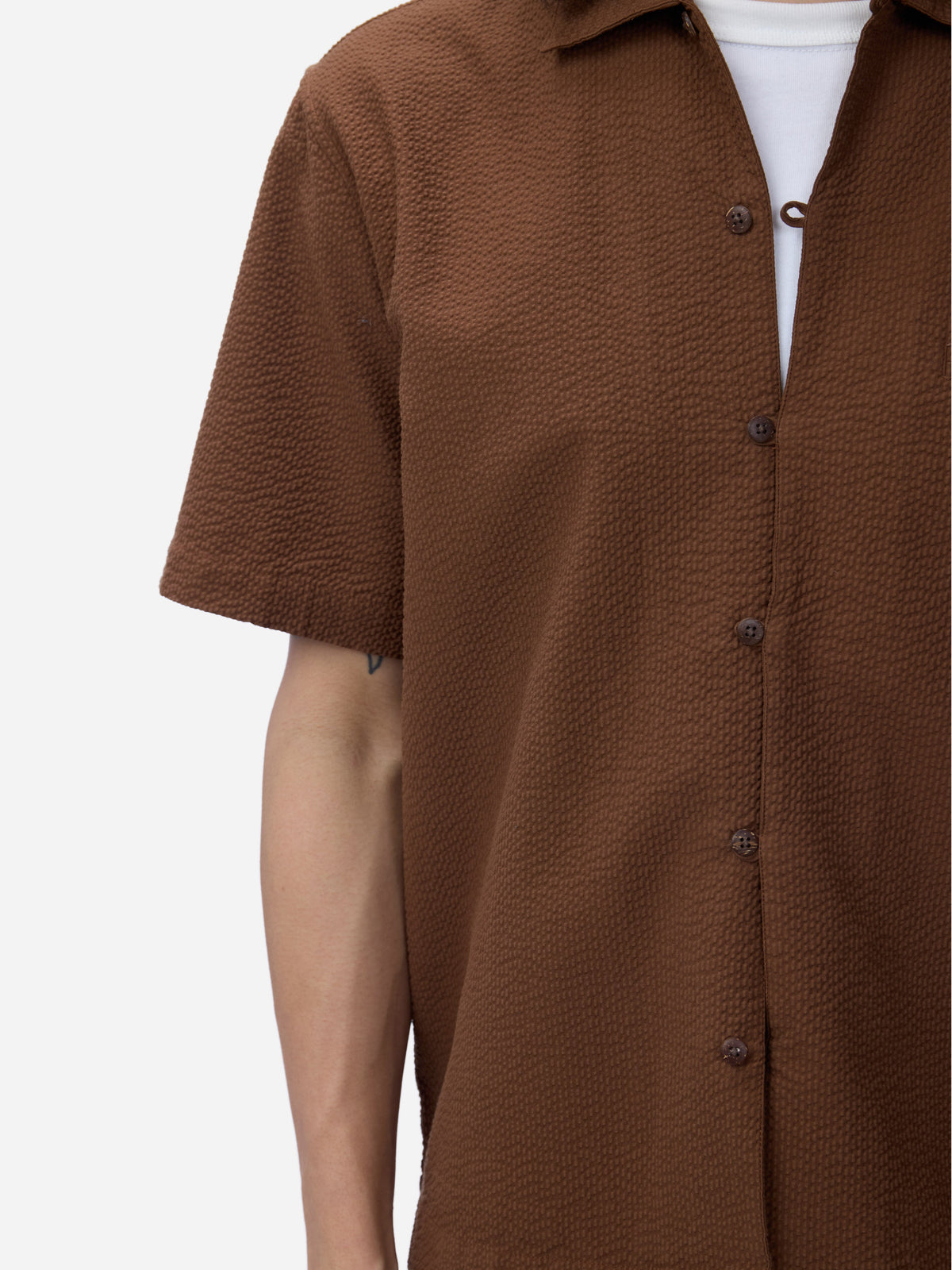 Short Sleeve Loop Shirt Cinnamon Seersucker