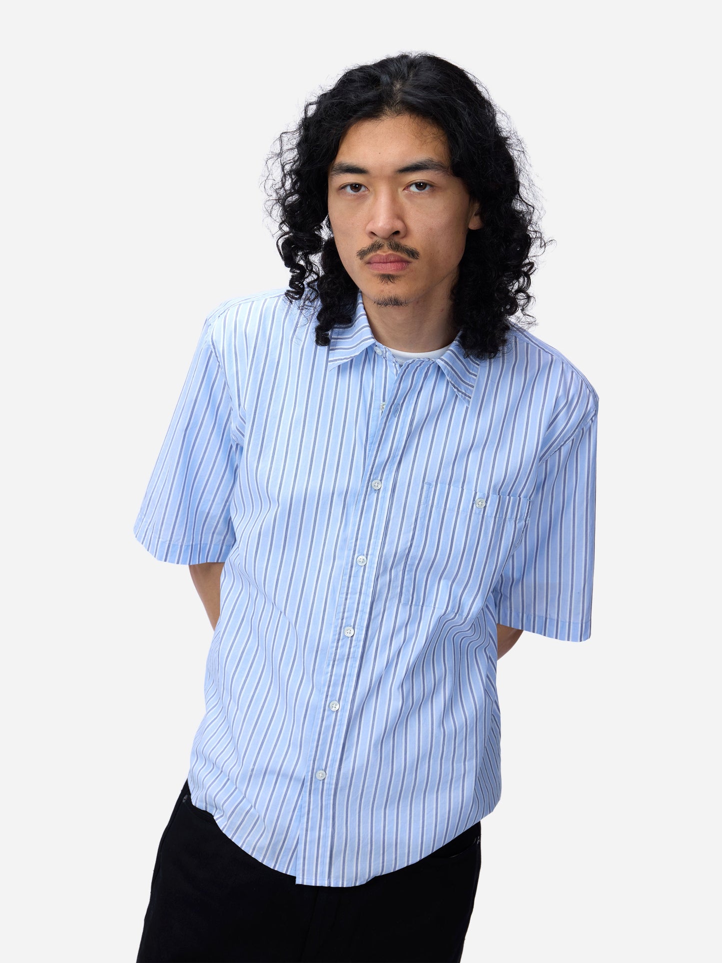 Short Sleeve Commuter Shirt Blue Stripe