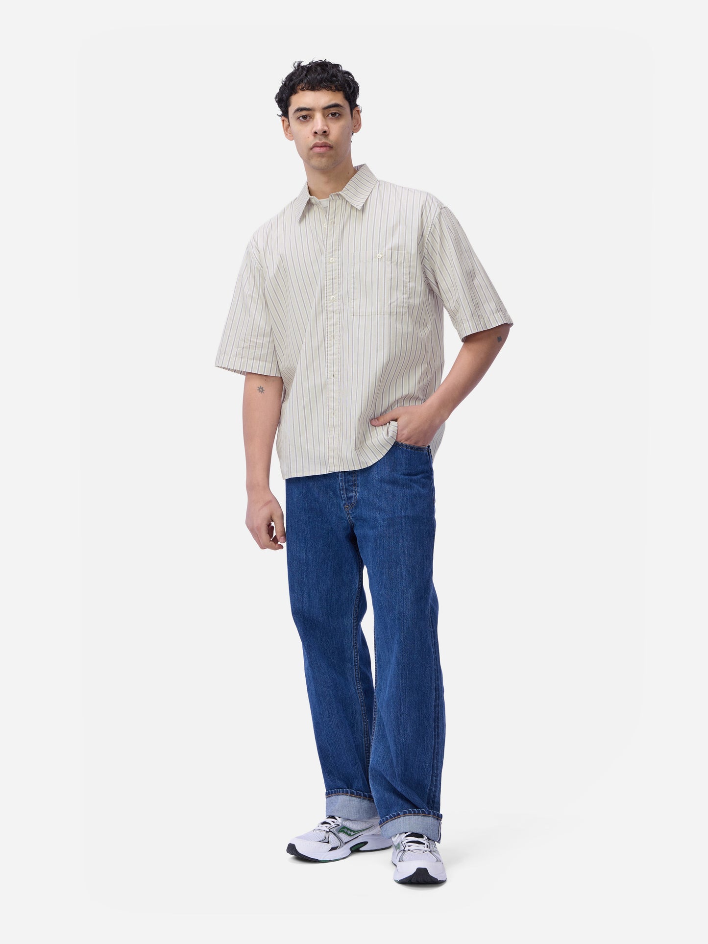 Short Sleeve Commuter Shirt Tan Stripe