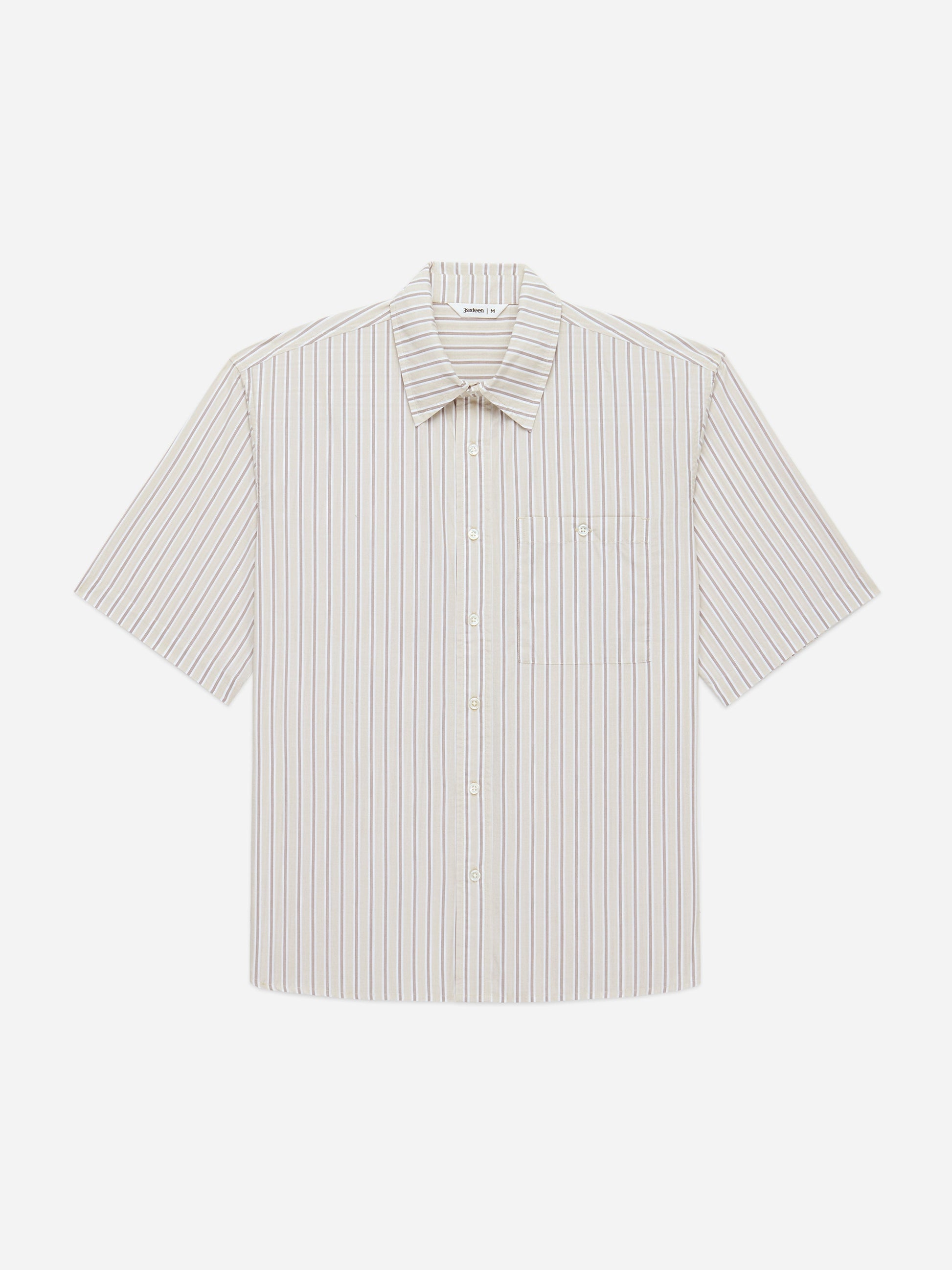 Short Sleeve Commuter Shirt Tan Stripe