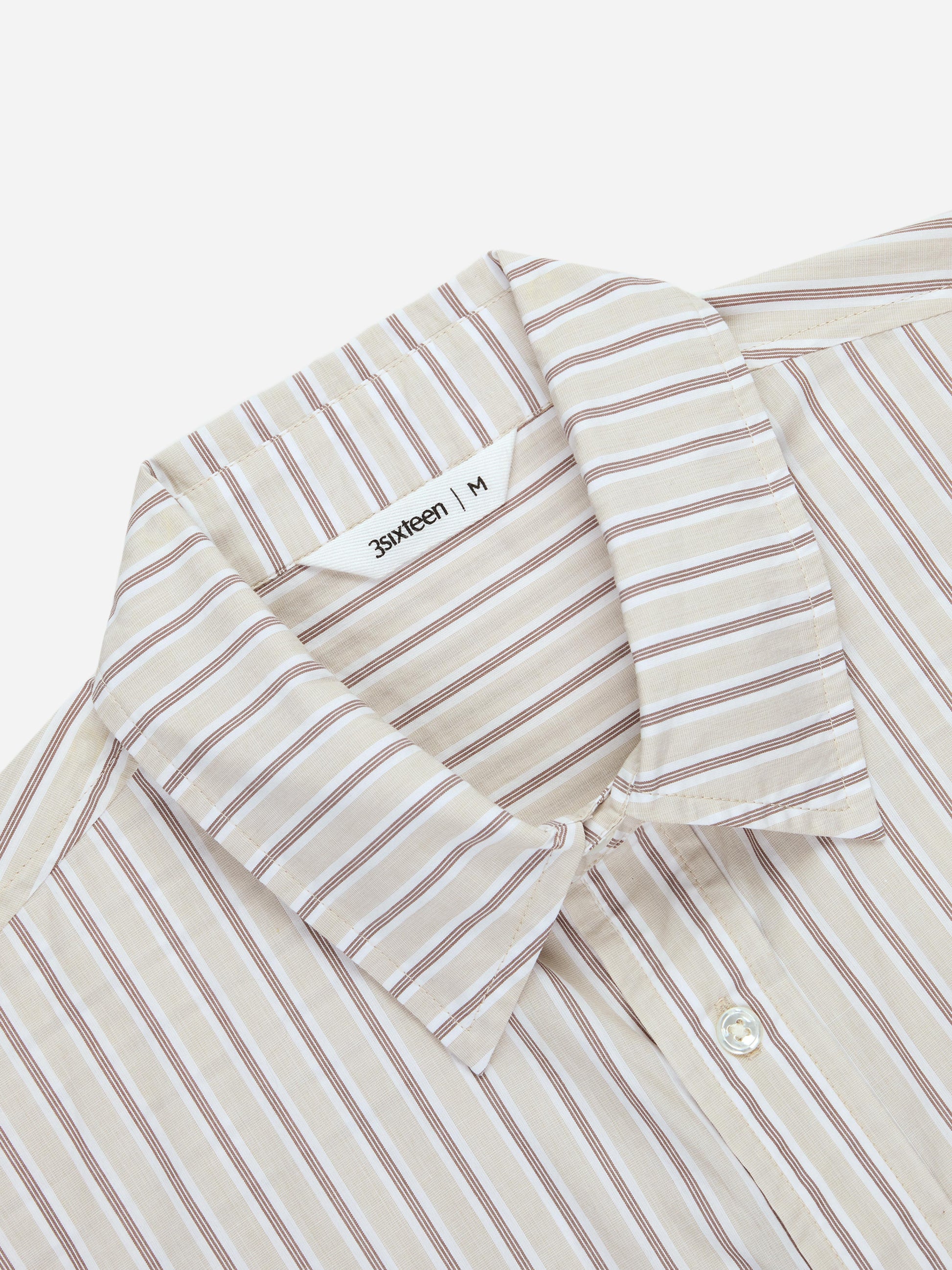 Short Sleeve Commuter Shirt Tan Stripe