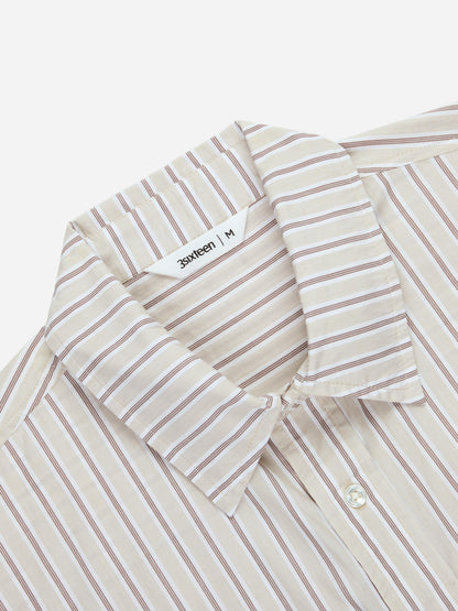 Short Sleeve Commuter Shirt Tan Stripe