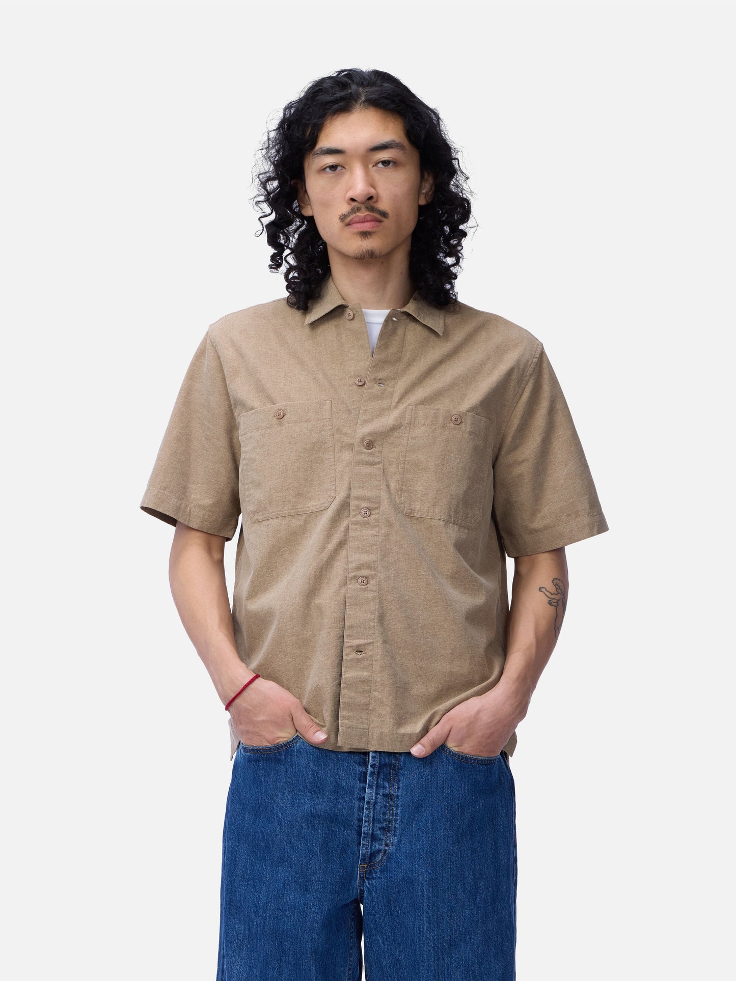 Short Sleeve Workshirt Brown Pigment Dye
