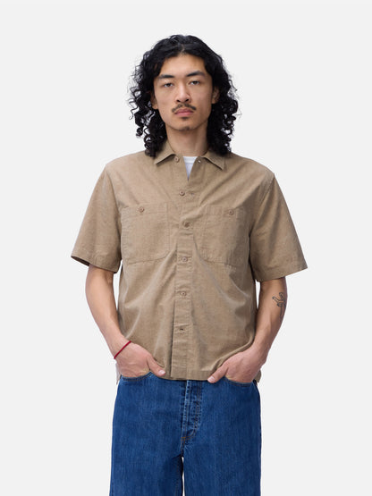 Short Sleeve Workshirt Brown Pigment Dye