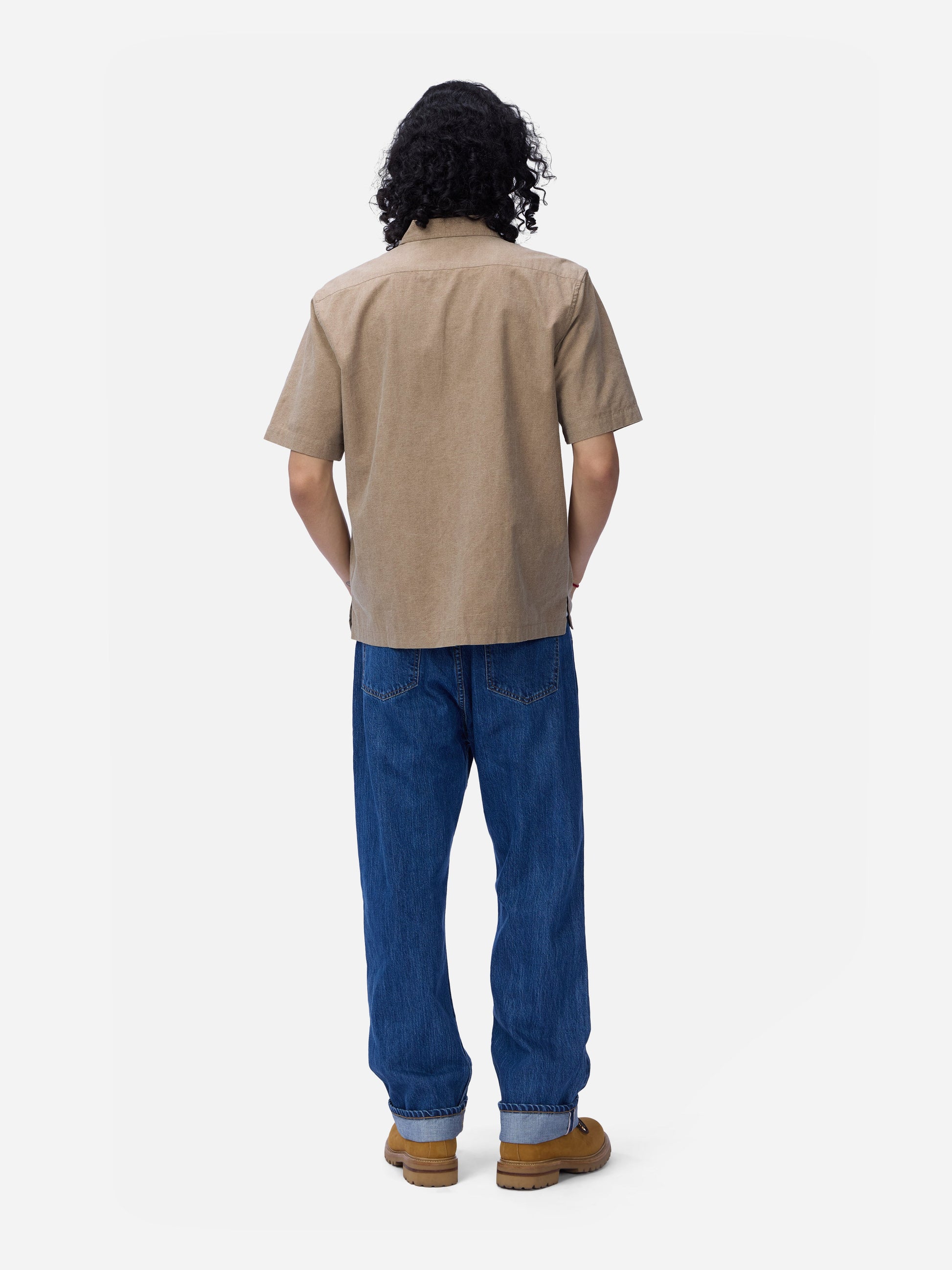 Short Sleeve Workshirt Brown Pigment Dye