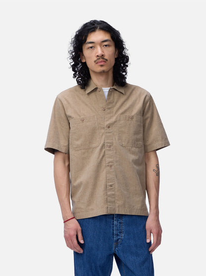 Short Sleeve Workshirt Brown Pigment Dye