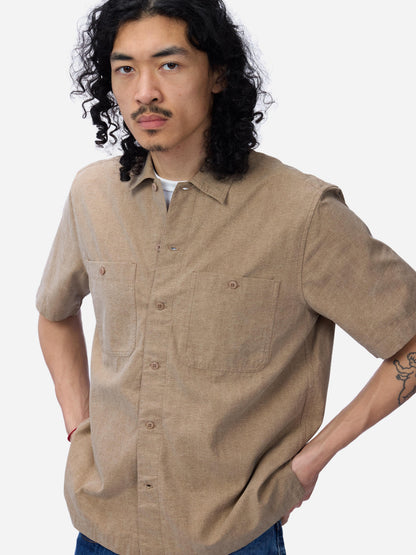 Short Sleeve Workshirt Brown Pigment Dye