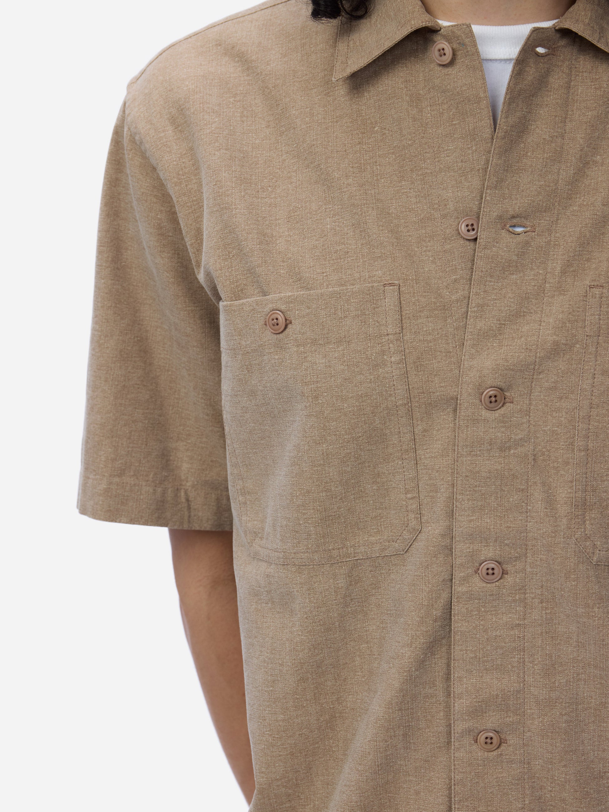 Short Sleeve Workshirt Brown Pigment Dye