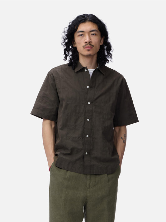 Short Sleeve Work Shirt Ink Grid Dobby