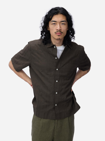 Short Sleeve Work Shirt Ink Grid Dobby