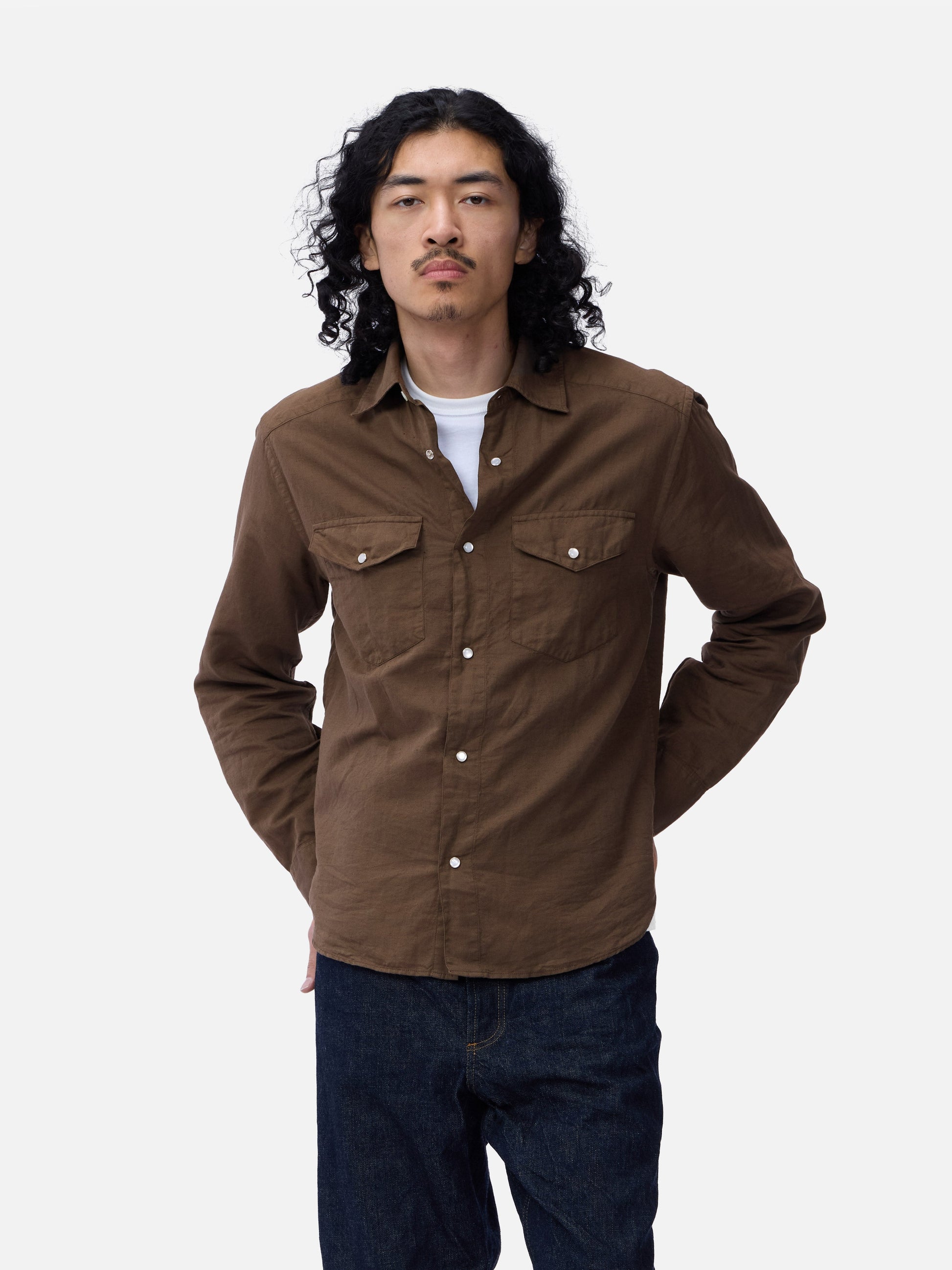 Snap Western Shirt Mocha Garment Dye