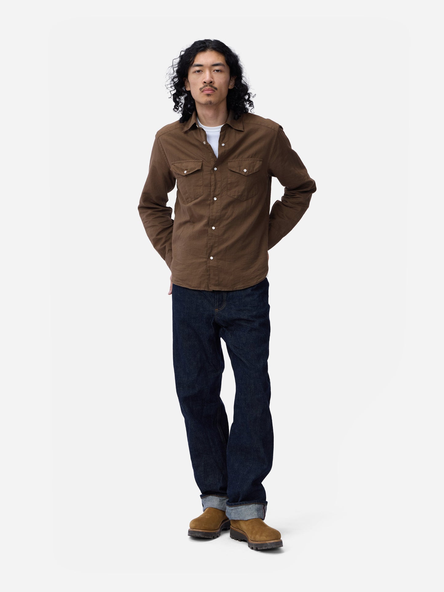 Snap Western Shirt Mocha Garment Dye