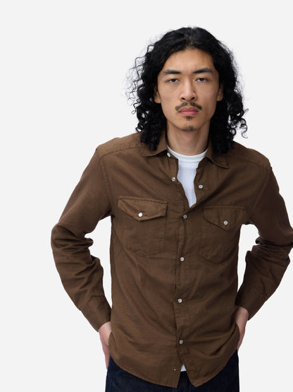 Snap Western Shirt Mocha Garment Dye
