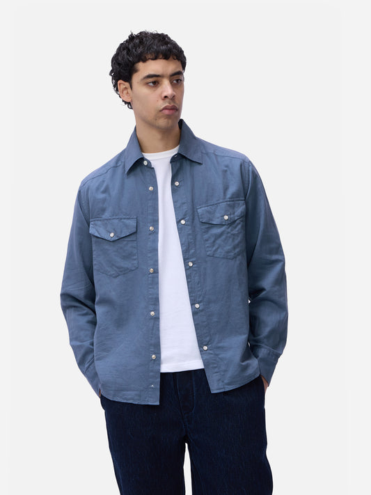 Snap Western Shirt Slate Garment Dyed