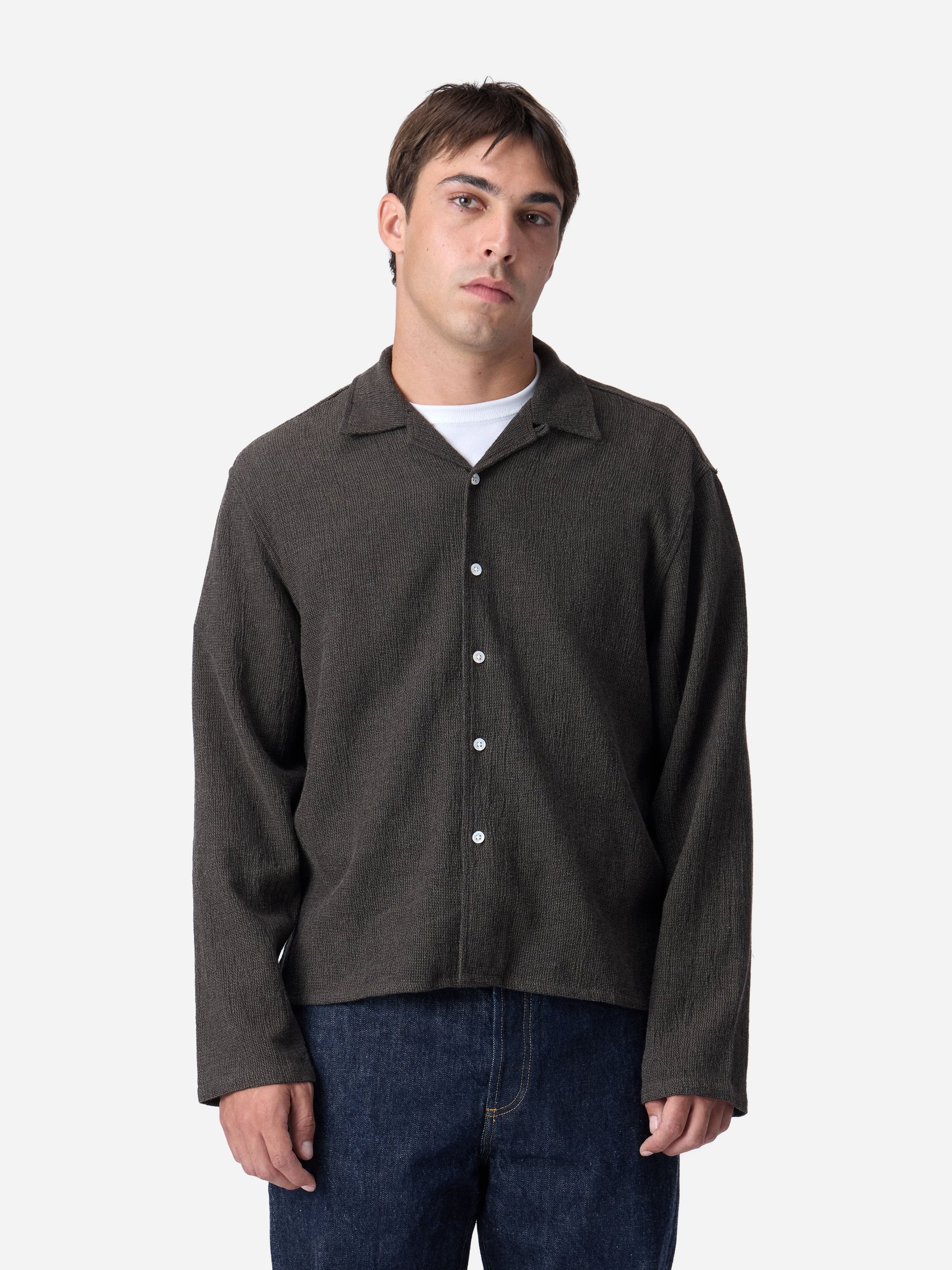 Loop Collar Shirt Chocolate Marled
